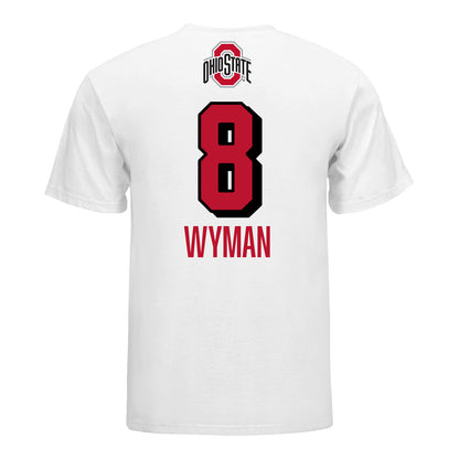 Ohio State Buckeyes #8 Sydney Wyman Student Athlete Volleyball T-Shirt In White - Back View