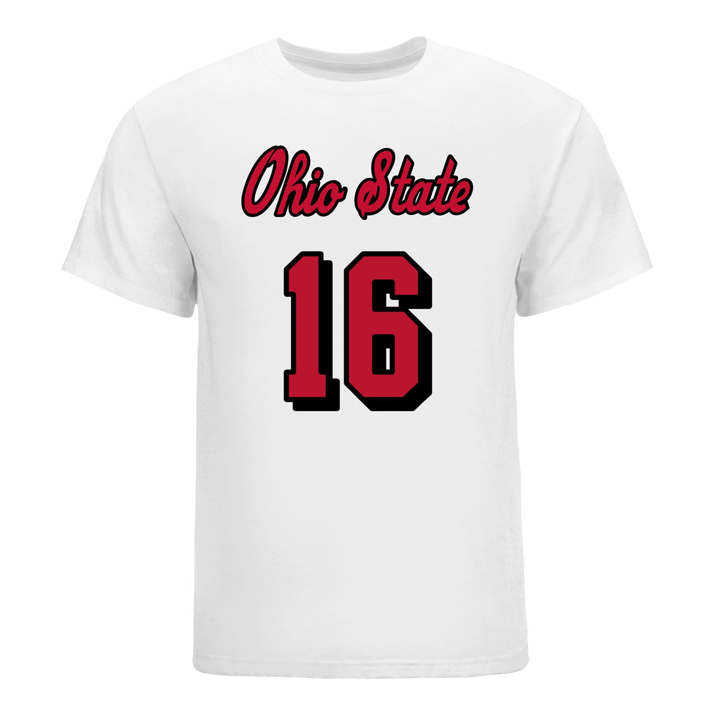Ohio State Buckeyes #16 Mia Stahler Student Athlete Volleyball T-Shirt In White - Front View