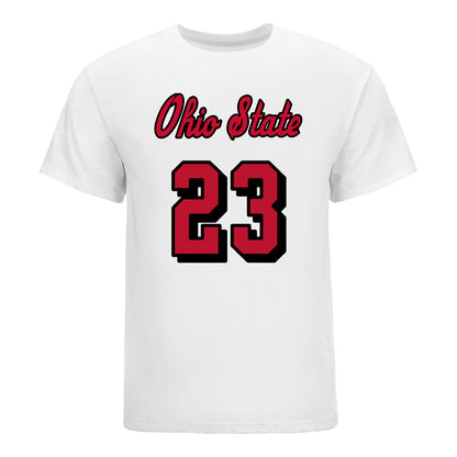 Ohio State Buckeyes #23 Magdalena Juric Student Athlete Volleyball T-Shirt In White - Front View