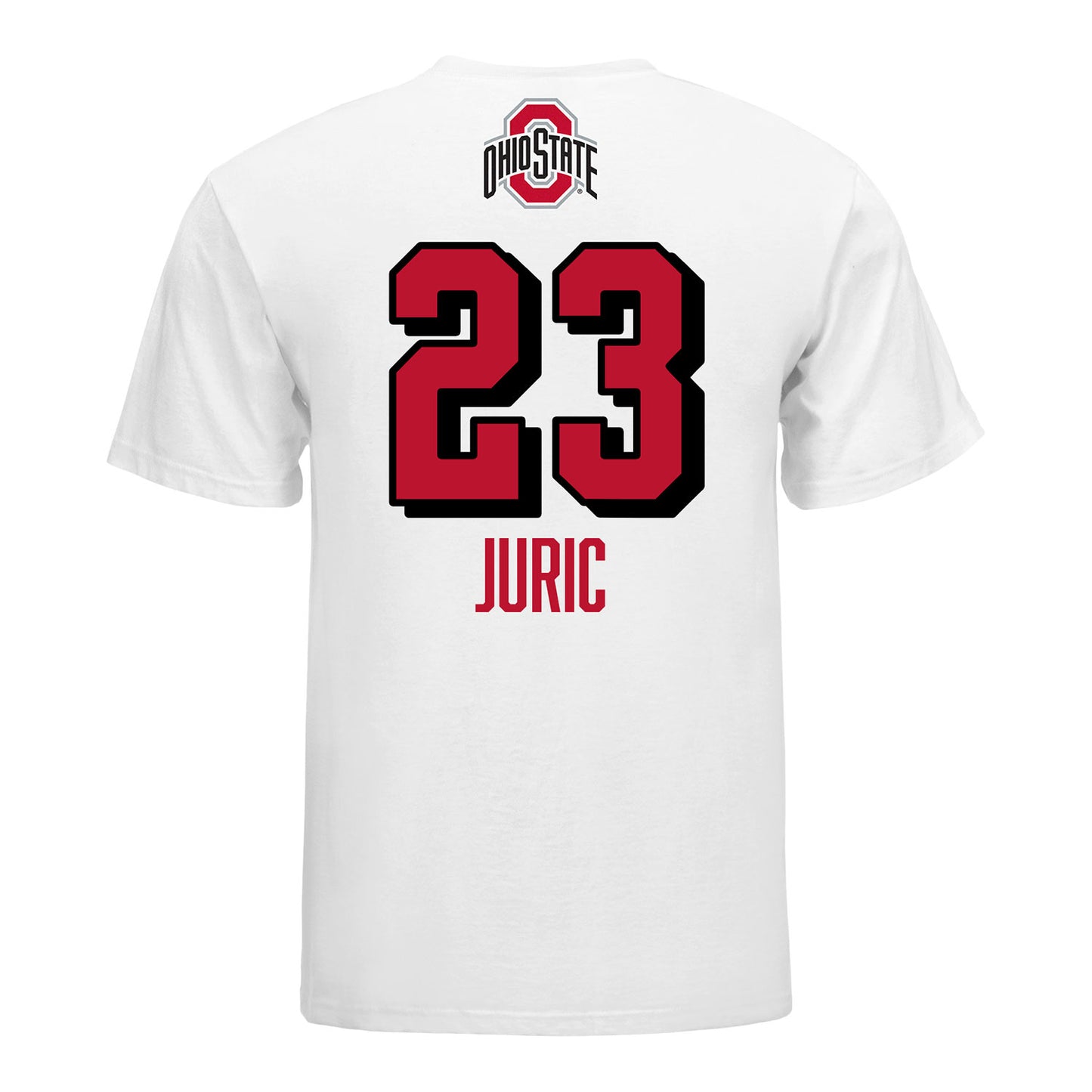 Ohio State Buckeyes #23 Magdalena Juric Student Athlete Volleyball T-Shirt In White - Back View
