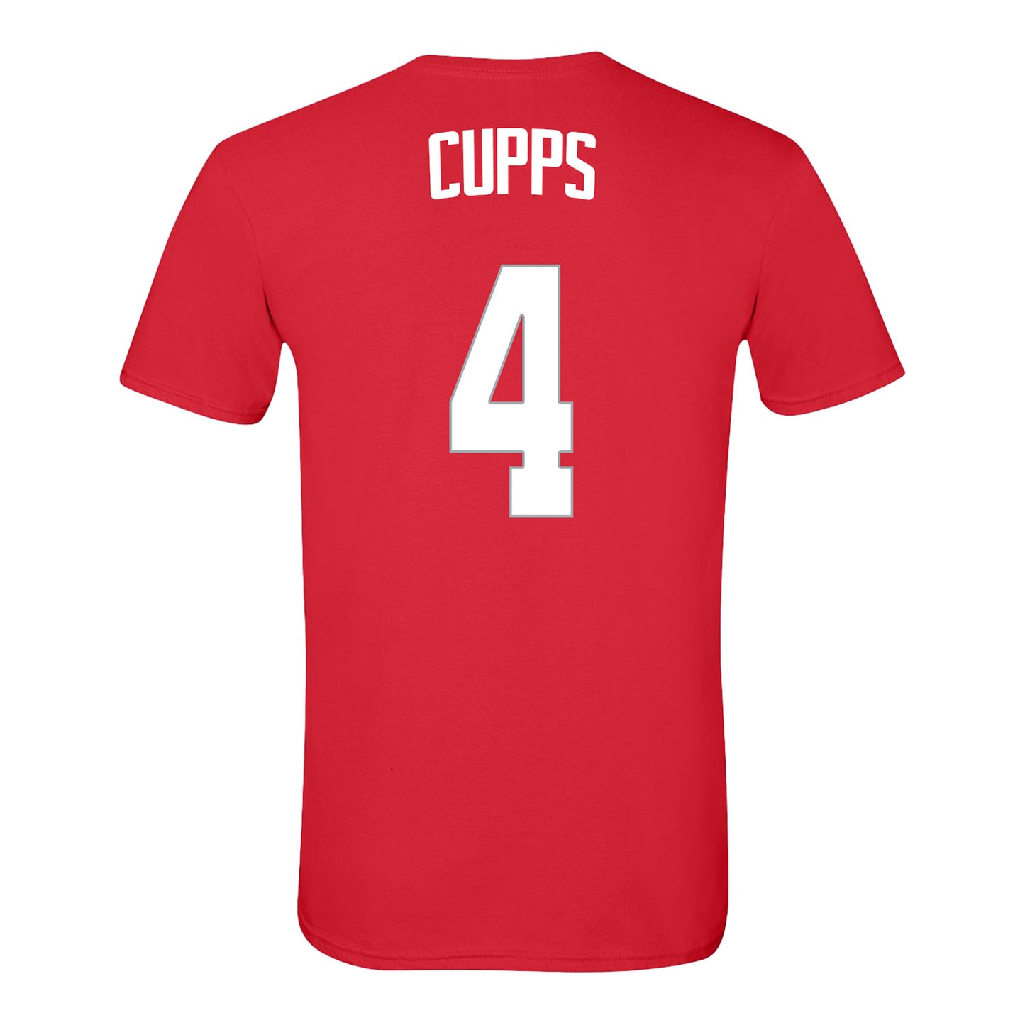 Ohio State Buckeyes Men's Basketball Student Athlete #4 Gabe Cupps T-Shirt In Scarlet - Back View