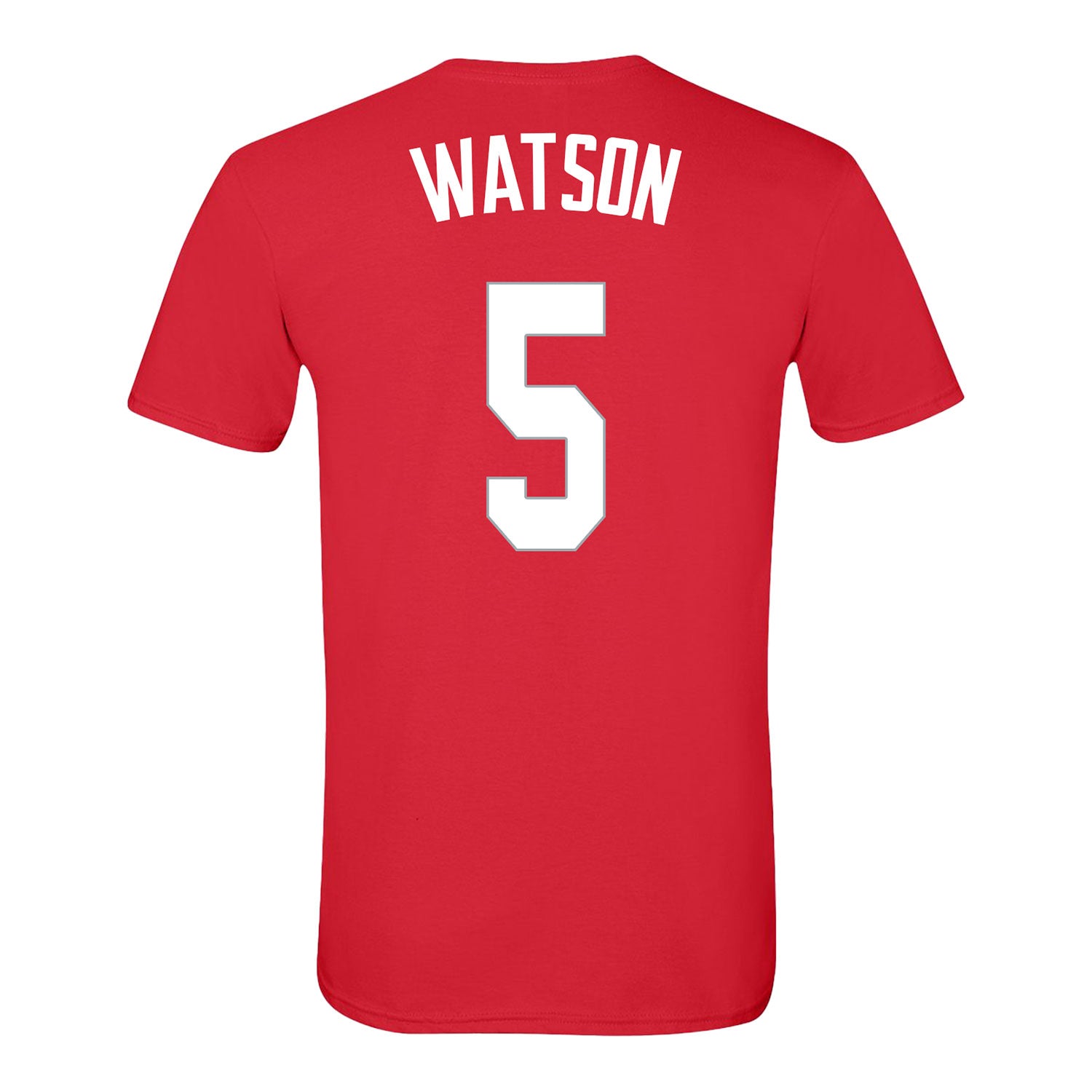 Ohio State Buckeyes Women's Basketball Student Athlete #5 Ava Watson T-Shirt In Scarlet - Back View