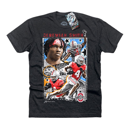 Ohio State Buckeyes GV Art & Design NIL #4 Jeremiah Smith Collage T-Shirt In Black - Front View