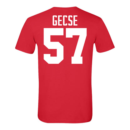Ohio State Buckeyes #57 Ian Gecse Student Athlete Football T-Shirt In Scarlet - Back View