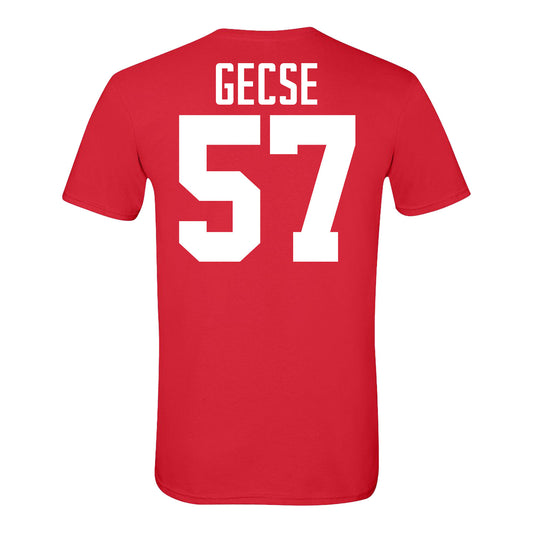 Ohio State Buckeyes #57 Ian Gecse Student Athlete Football T-Shirt In Scarlet - Back View