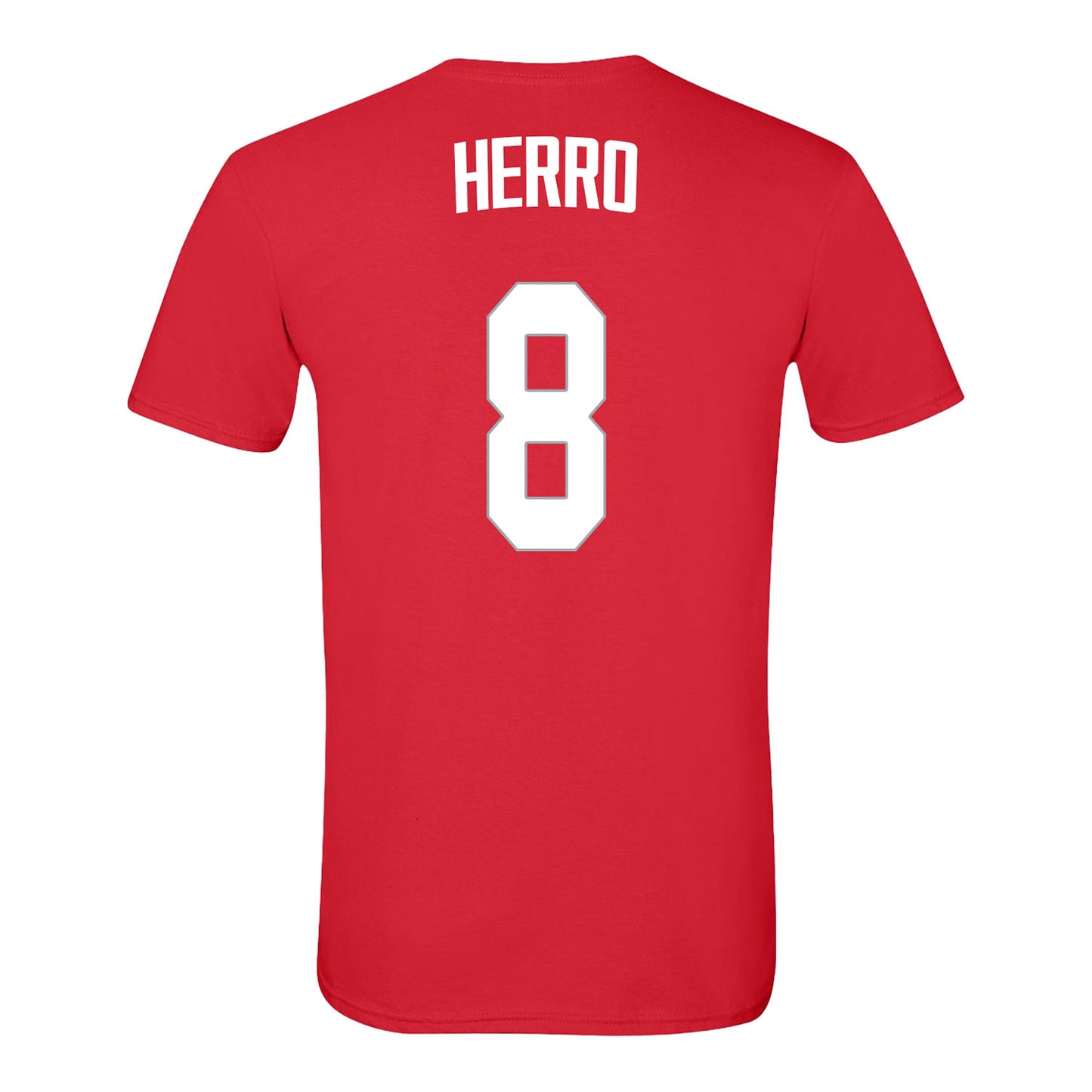Ohio State Buckeyes Men's Basketball Student Athlete #8 Myles Herro T-Shirt In Scarlet - Back View
