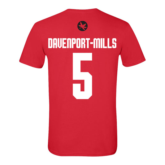 Ohio State Buckeyes Men's Gymnastics Student Athlete #5 Chase Davenport-Mills T-Shirt In Scarlet - Back View