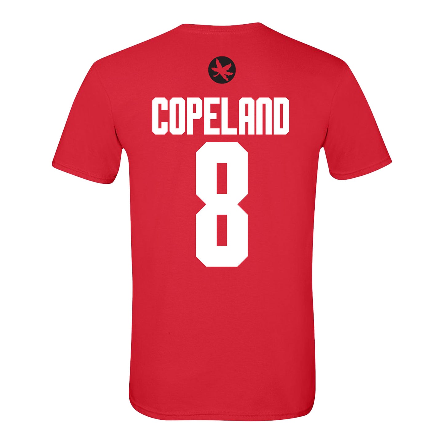 Ohio State Buckeyes Men's Gymnastics Student Athlete #8 Noah Copeland T-Shirt In Scarlet - Back View