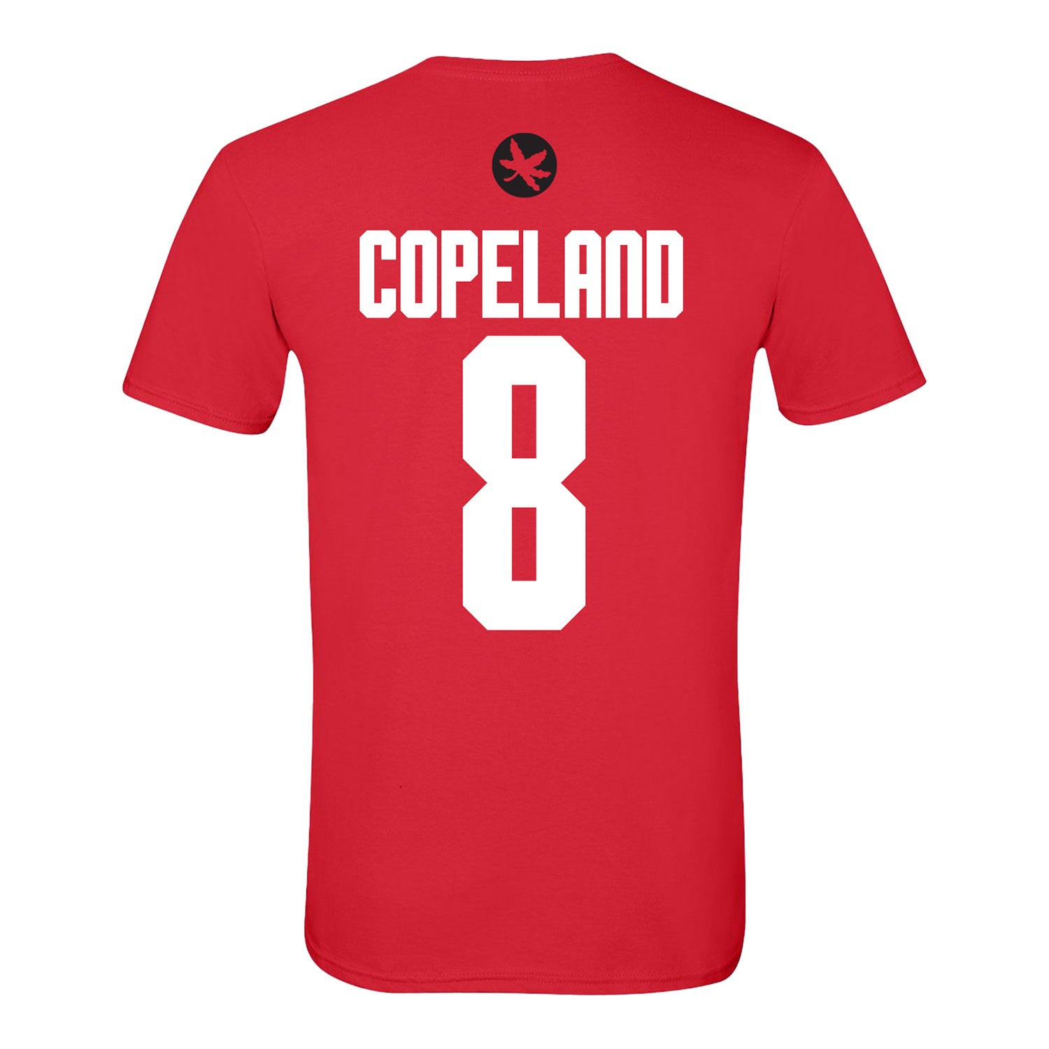 Ohio State Buckeyes Men's Gymnastics Student Athlete #8 Noah Copeland T-Shirt In Scarlet - Back View
