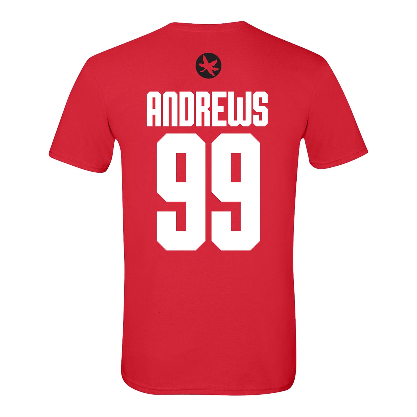 Ohio State Buckeyes Men's Gymnastics Student Athlete #99 Drake Andrews T-Shirt In Scarlet - Back View