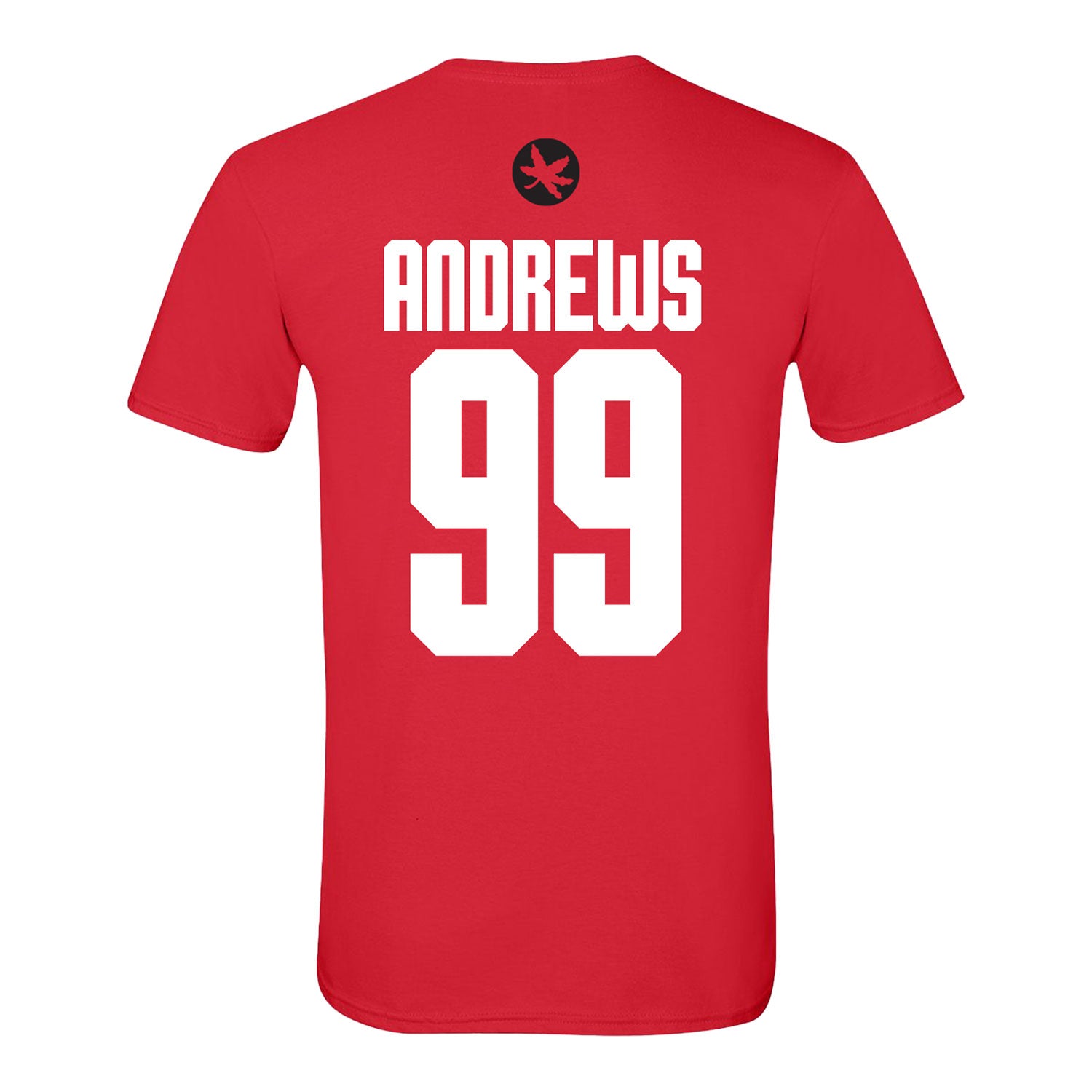 Ohio State Buckeyes Men's Gymnastics Student Athlete #99 Drake Andrews T-Shirt In Scarlet - Back View