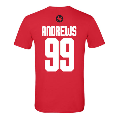 Ohio State Buckeyes Men's Gymnastics Student Athlete #99 Drake Andrews T-Shirt In Scarlet - Back View