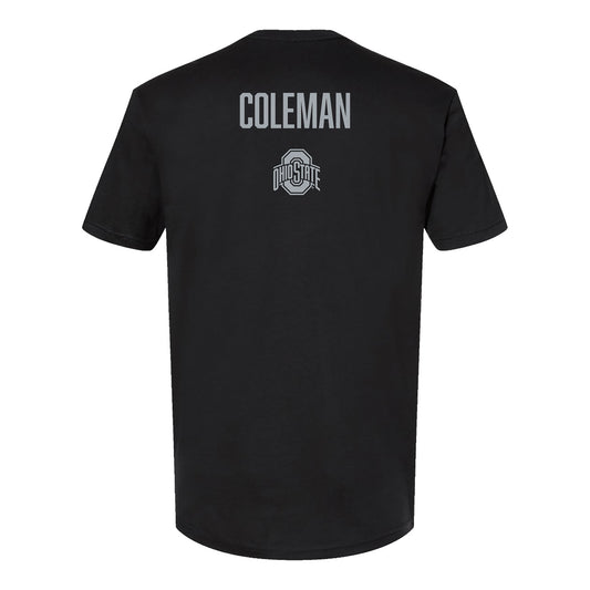 Ohio State Buckeyes Women's Gymnastics Student Athlete Janiya Coleman T-Shirt In Black - Back View