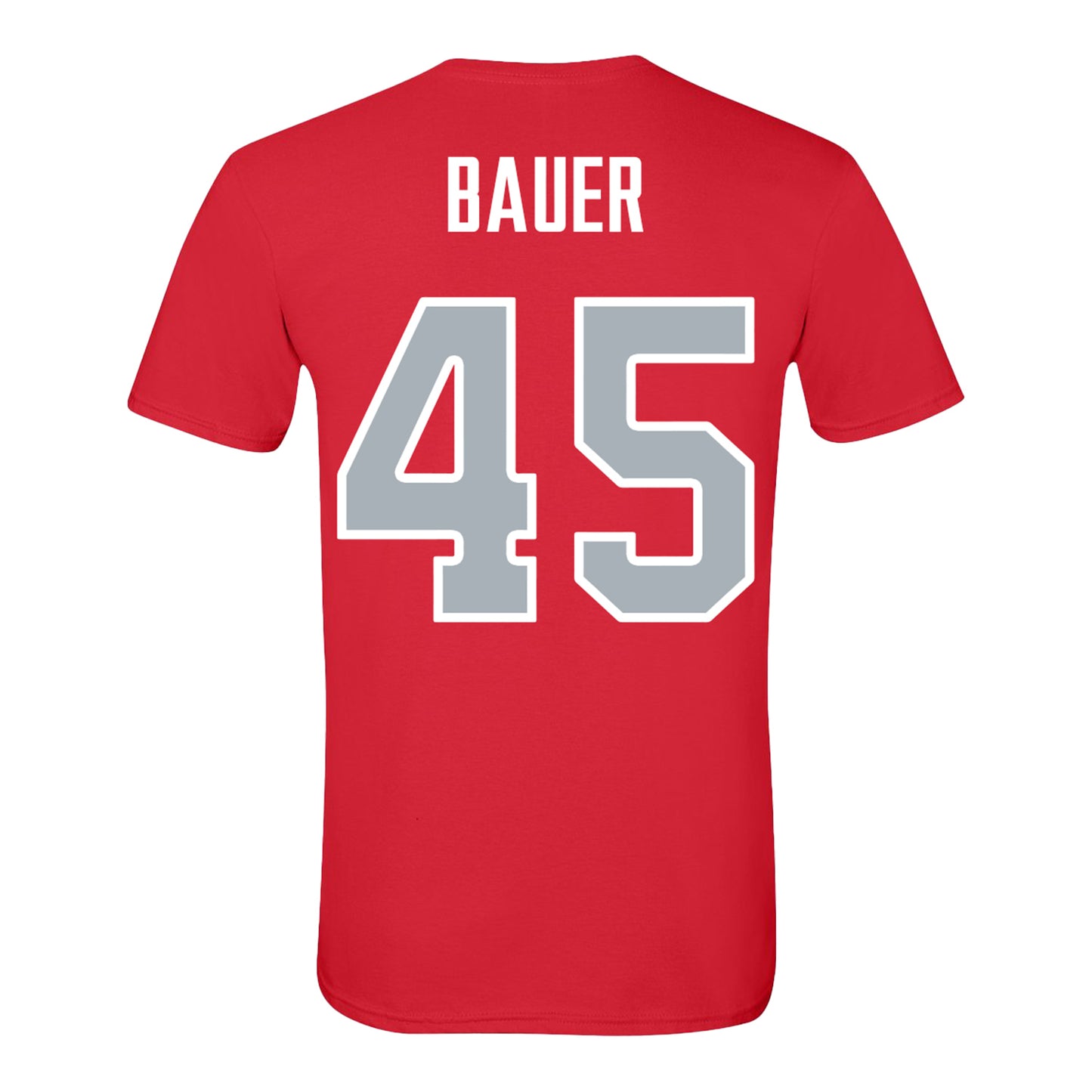 Ohio State Buckeyes Baseball Student Athlete T-Shirt #45 Douglas Bauer - Back view
