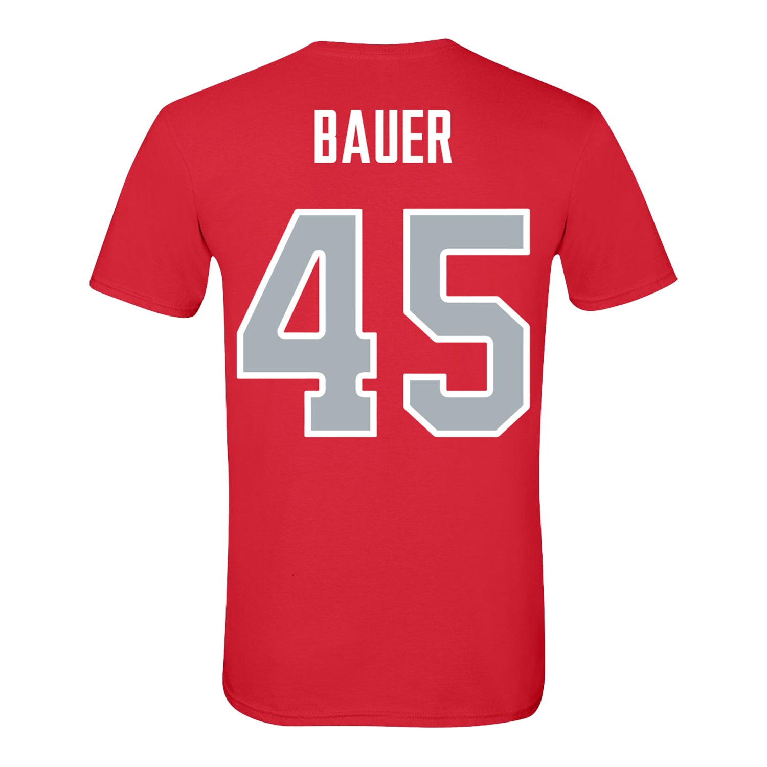 Ohio State Buckeyes Baseball Student Athlete T-Shirt #45 Douglas Bauer - Back view