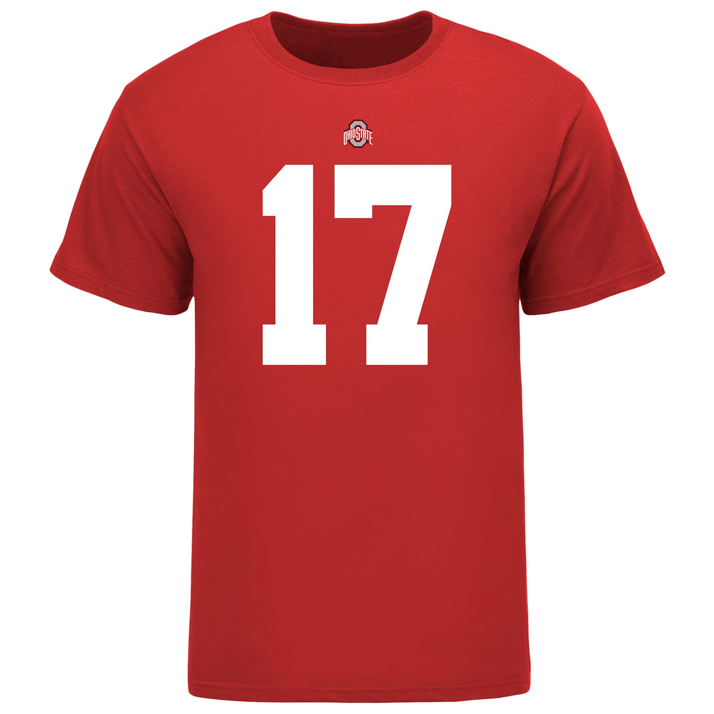 Ohio State Buckeyes Carnell Tate #17 Student Athlete T-Shirt - In Scarlet - Back View