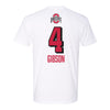Ohio State Volleyball Student Athlete T-Shirt #4 Kamiah Gibson - In White - Back View