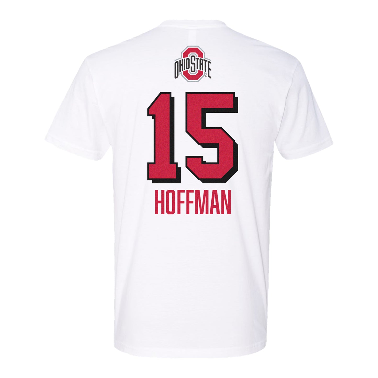 Ohio State Volleyball Student Athlete T-Shirt #15 Kaitlyn Hoffman - In White - Back View