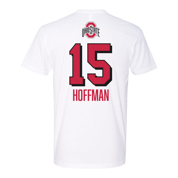 Ohio State Volleyball Student Athlete T-Shirt #15 Kaitlyn Hoffman - In White - Back View