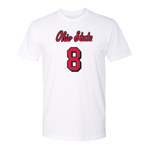 Ohio State Volleyball Student Athlete T-Shirt #8 Anna Morris - In White - Front View