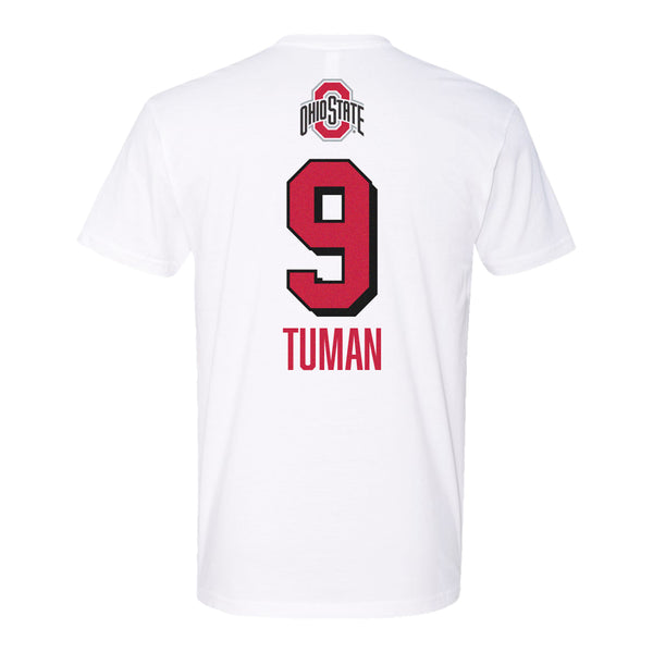 Ohio State Volleyball Student Athlete T-Shirt #9 Mia Tuman - In White - Back View