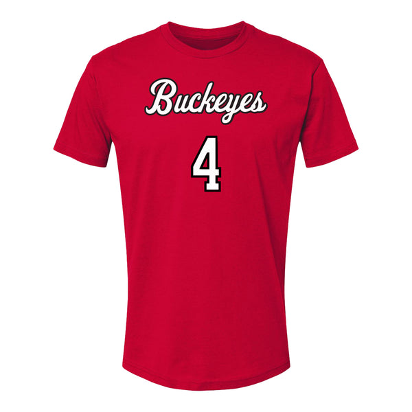 Ohio State Volleyball Student Athlete T-Shirt #4 Kamiah Gibson - In Scarlet - Front View