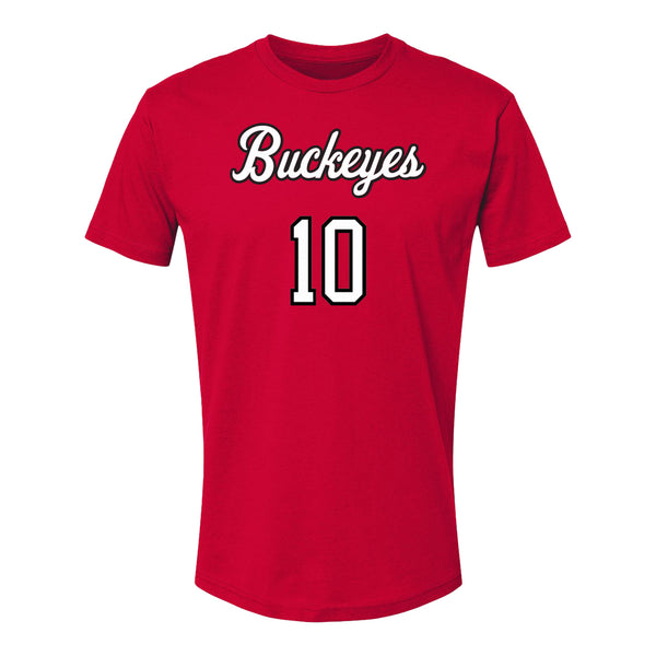 Ohio State Volleyball Student Athlete T-Shirt #10 Lauren Murphy - In Scarlet - Front View