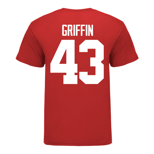 Ohio State Buckeyes #43 Diante Griffin Student Athlete Football T-Shirt - In Scarlet - Back View