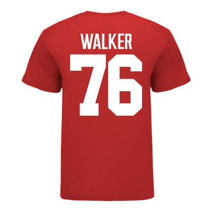 Ohio State Buckeyes #76 Miles Walker Student Athlete Football T-Shirt - In Scarlet - Back View