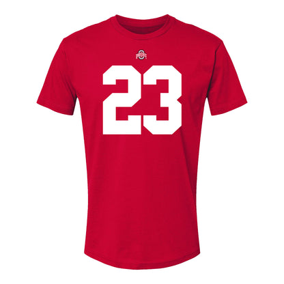 Ohio State Buckeyes Nolan Baudo #23 Student Athlete Football T-Shirt - Front View