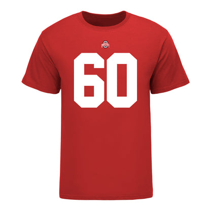 Ohio State Buckeyes Cade Casto #60 Student Athlete Football T-Shirt - In Scarlet - Front View