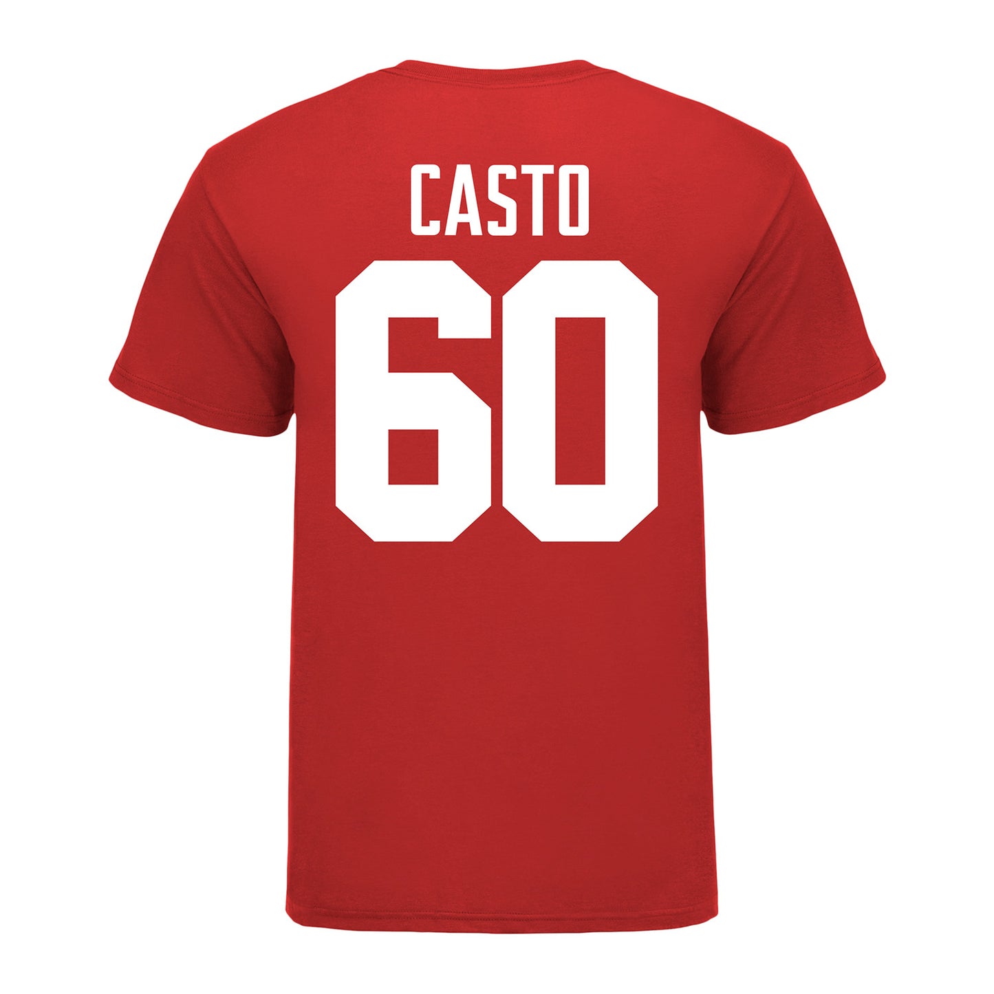 Ohio State Buckeyes Cade Casto #60 Student Athlete Football T-Shirt - In Scarlet - Back View