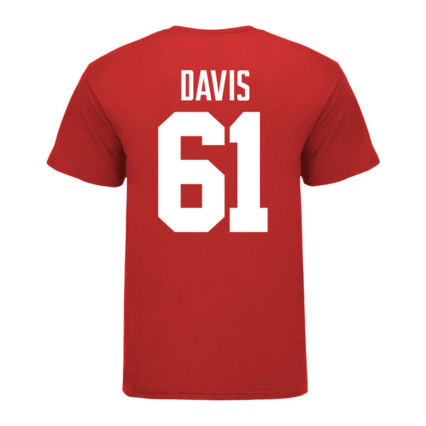 Ohio State Buckeyes Caden Davis #61 Student Athlete Football T-Shirt - In Scarlet - Back View