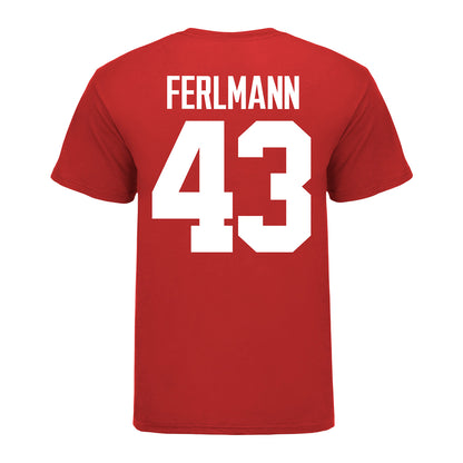 Ohio State Buckeyes John Ferlmann #43 Student Athlete Football T-Shirt - In Scarlet - Back View