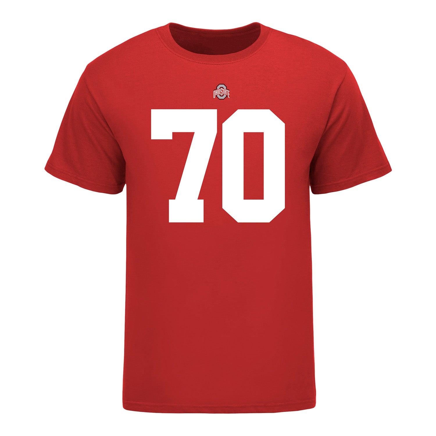 Ohio State Buckeyes Josh Fryar #70 Student Athlete Football T-Shirt - In Scarlet - Front View