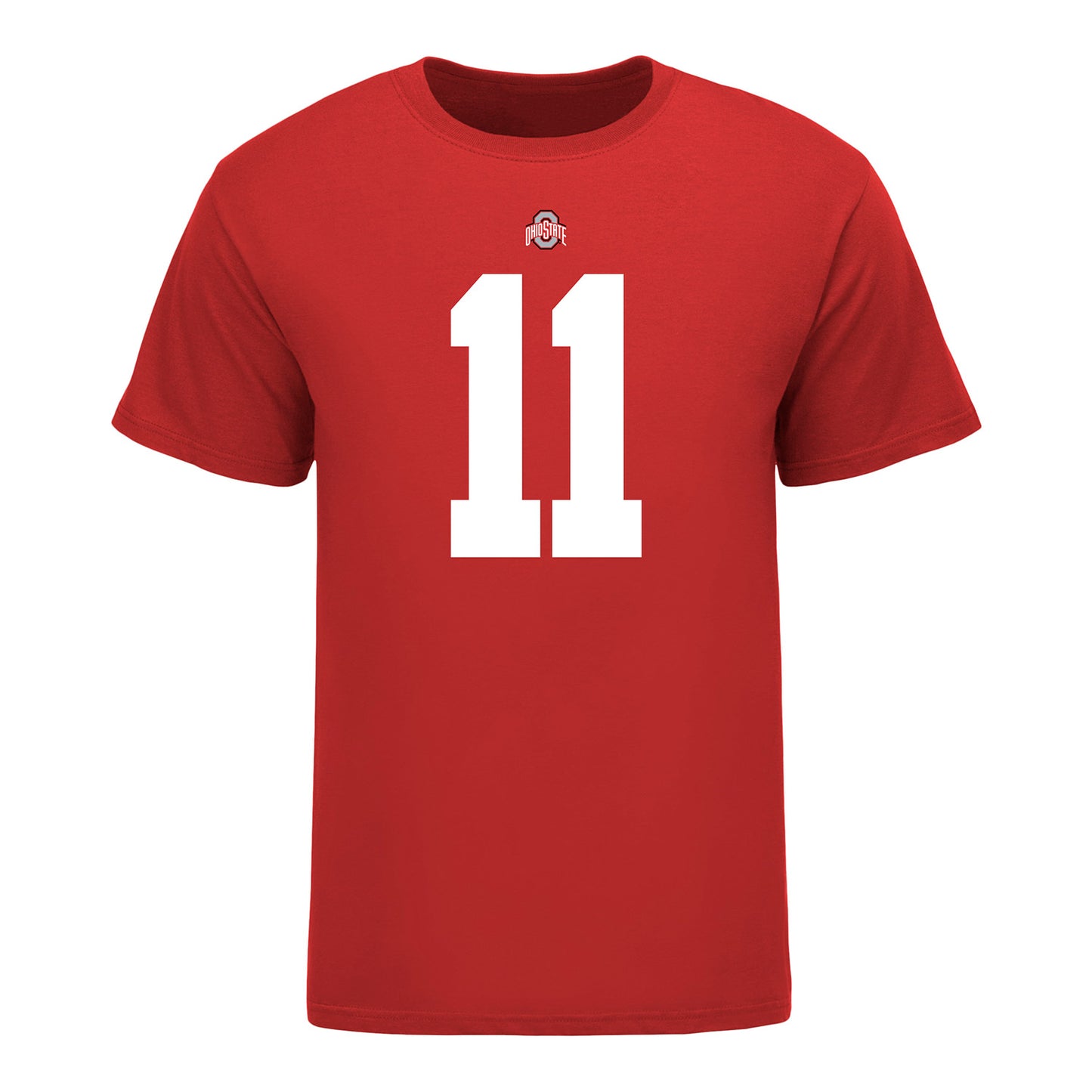 Ohio State Buckeyes C.J. Hicks #11 Student Athlete Football T-Shirt - In Scarlet - Front View