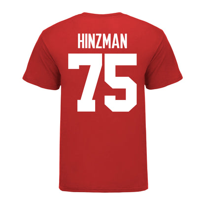 Ohio State Buckeyes Carson Hinzman #75 Student Athlete Football T-Shirt - In Scarlet - Back View