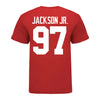 Ohio State Buckeyes Kenyatta Jackson Jr. #97 Student Athlete Football T-Shirt - In Scarlet - Back View