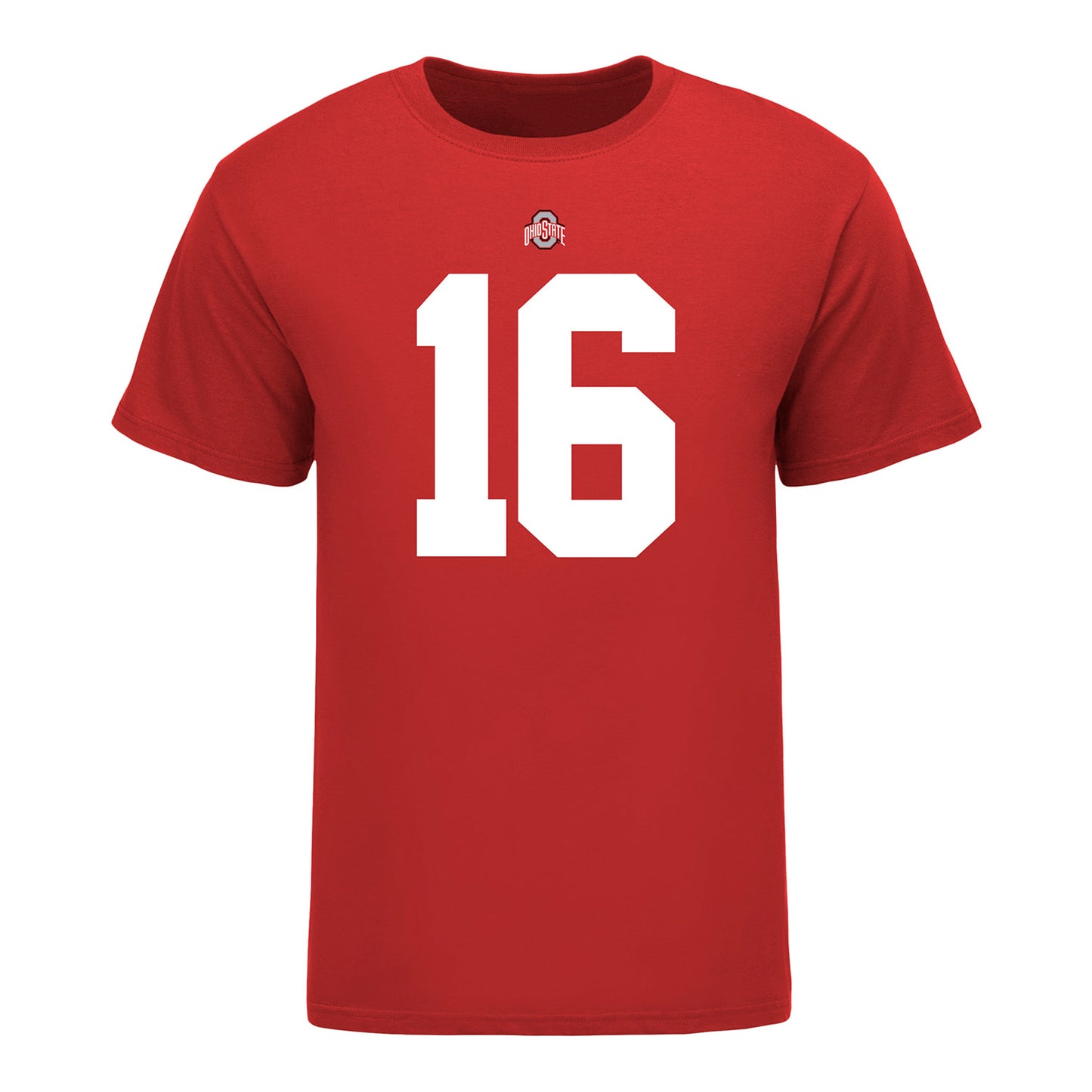 Ohio State Buckeyes Mason Maggs #16 Student Athlete Football T-Shirt - In Scarlet - Front View