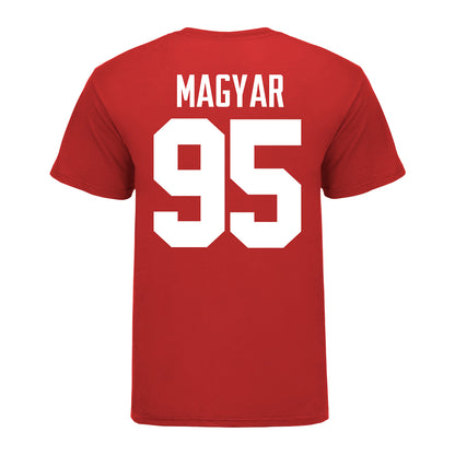 Ohio State Buckeyes Casey Magyar #95 Student Athlete Football T-Shirt - In Scarlet - Back View