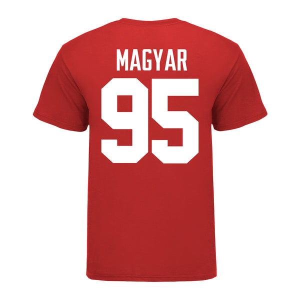 Ohio State Buckeyes Casey Magyar #95 Student Athlete Football T-Shirt - In Scarlet - Back View