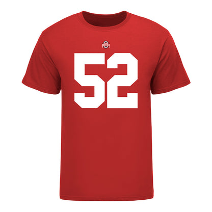 Ohio State Buckeyes Joshua Mickens #52 Student Athlete Football T-Shirt - In Scarlet - Front View