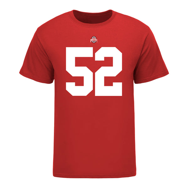 Ohio State Buckeyes Joshua Mickens #52 Student Athlete Football T-Shirt - In Scarlet - Front View