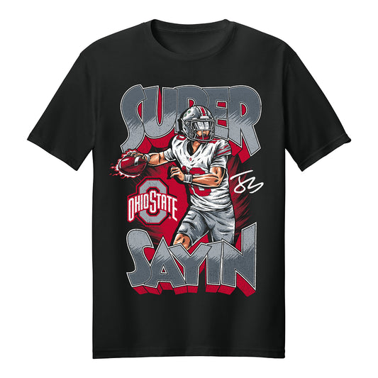 Ohio State Buckeyes Football Student Athlete #10 Julian Sayin "Super Sayin" T-Shirt - Front