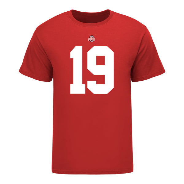 Ohio State Buckeyes Chad Ray #19 Student Athlete Football T-Shirt - In Scarlet - Front View