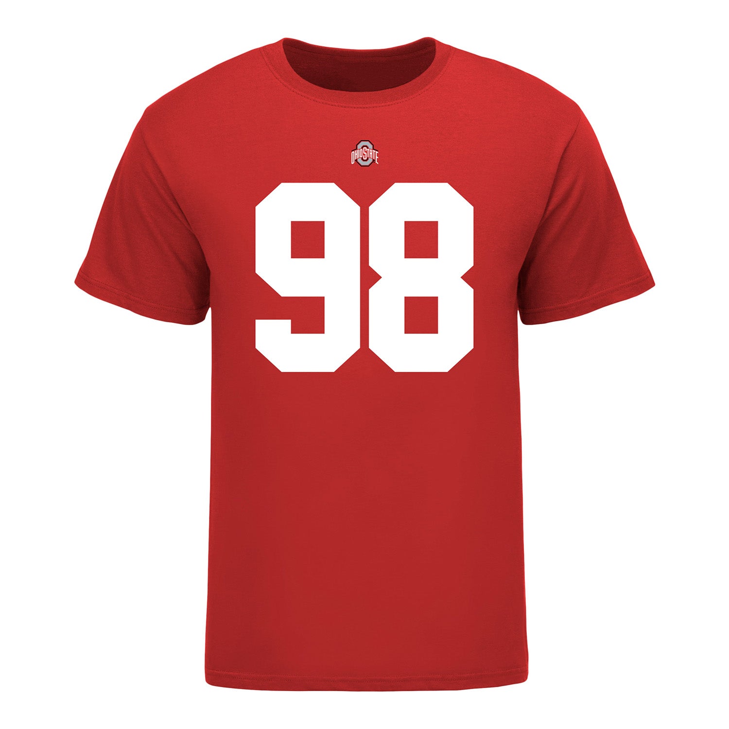 Ohio State Buckeyes Austin Snyder #98 Student Athlete Football T-Shirt - In Scarlet - Front View