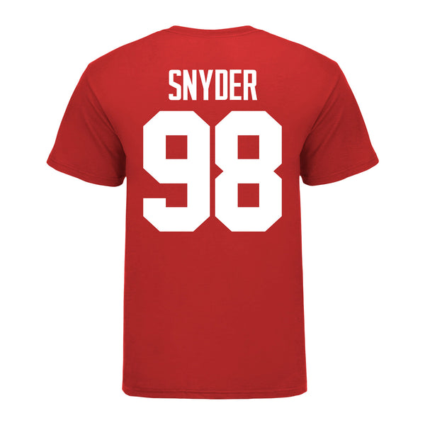 Ohio State Buckeyes Austin Snyder #98 Student Athlete Football T-Shirt - In Scarlet - Back View