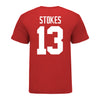 Ohio State Buckeyes Kye Stokes #13 Student Athlete Football T-Shirt - In Scarlet - Back View