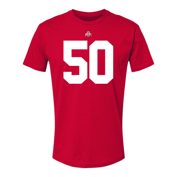 Ohio State Buckeyes Alec DelSignore #50 Student Athlete Football T-Shirt - Front View