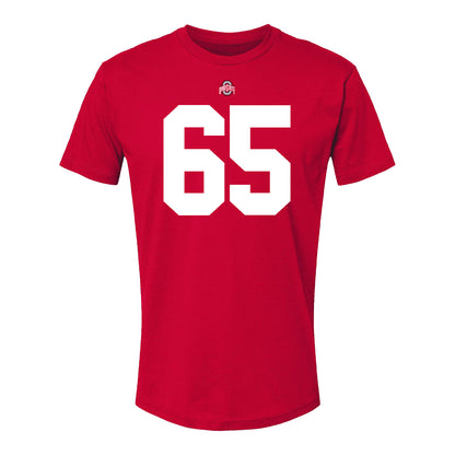 Ohio State Buckeyes Zen Michalski #65 Student Athlete Football T-Shirt - Front View